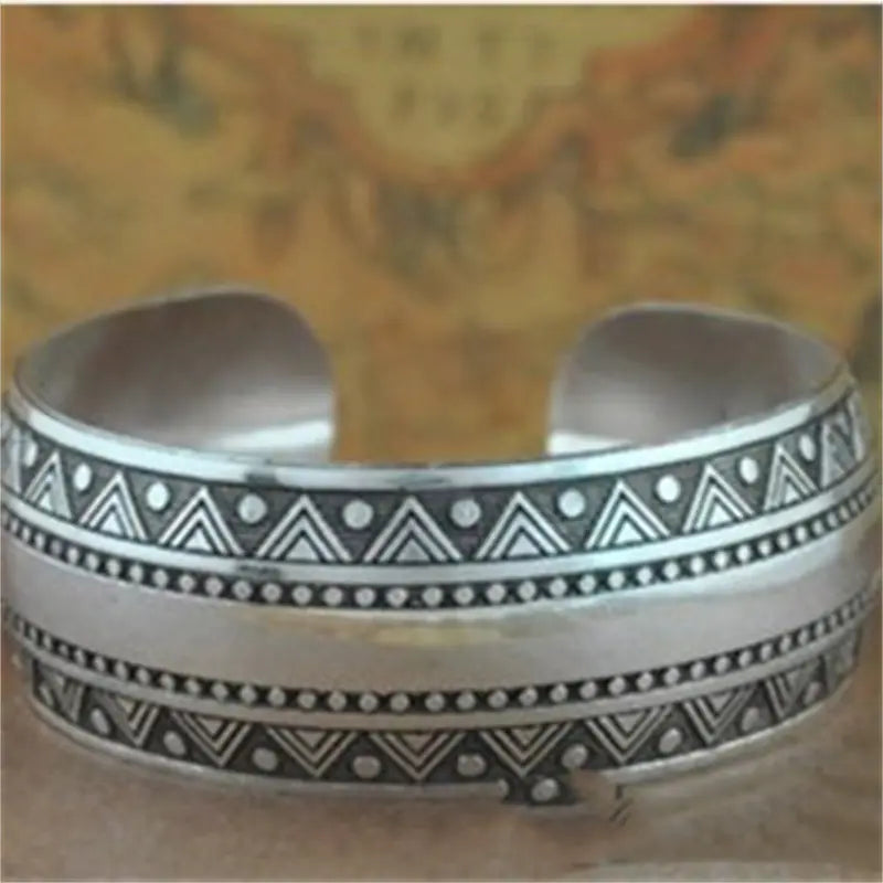 Vintage Miao Silver Carved Bracelet for Women