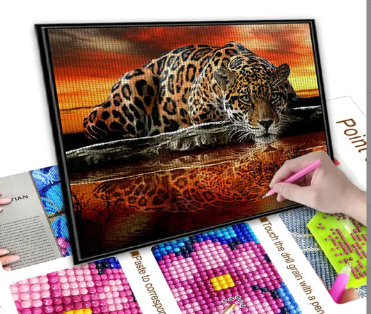 5D Sunset Tiger DIY Rhinestone Diamond Painting Kit