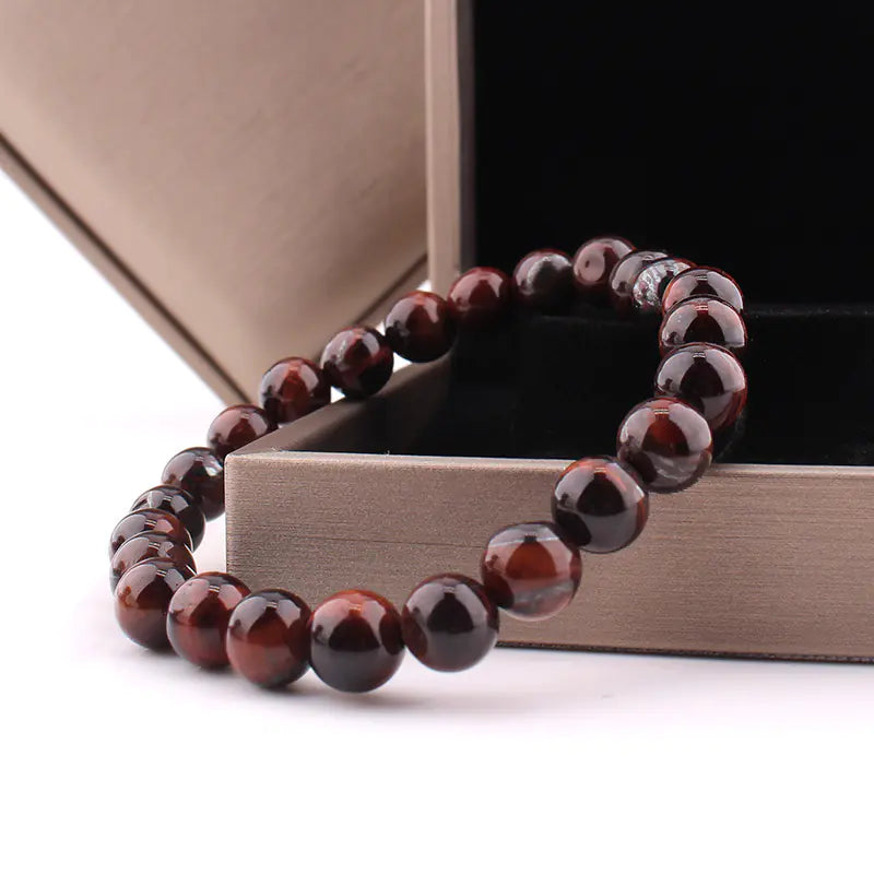 Natural 8mm Tiger Eye Stone Bracelet for Yoga Energy