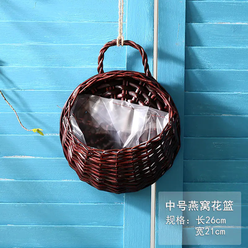 Woven Wall Hanging Basket for Flowers and Plants