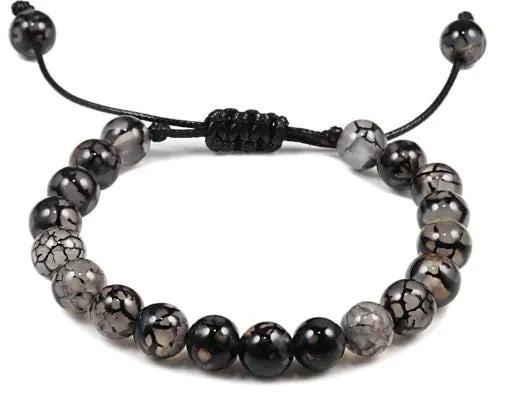 8mm Obsidian Agate Volcanic Rock Beaded Bracelet