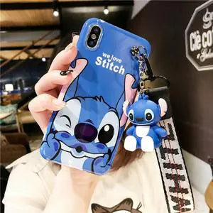 Cute Cartoon Bear Silicone Phone Case with Lanyard