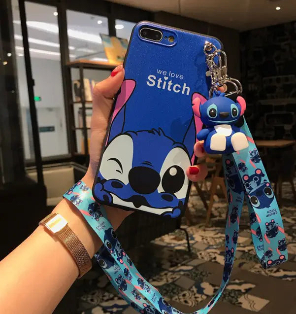 Cute Cartoon Bear Silicone Phone Case with Lanyard