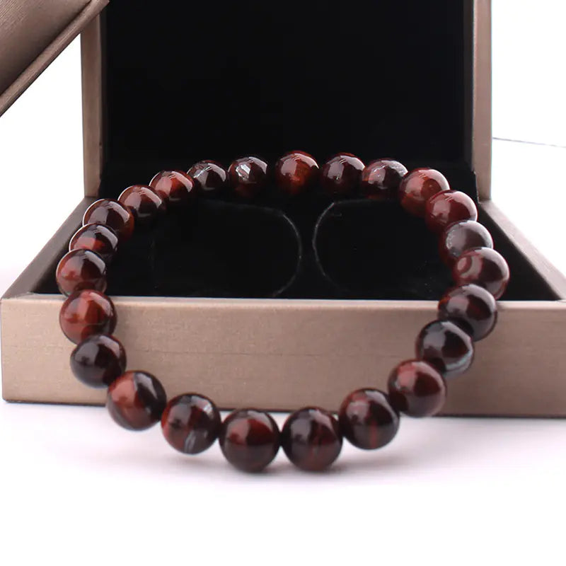 Natural 8mm Tiger Eye Stone Bracelet for Yoga Energy
