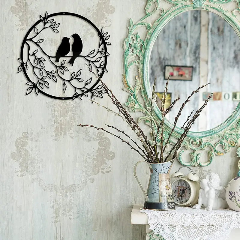 Metal Wall Art Decor - Bird on Tree Branch (1pc)