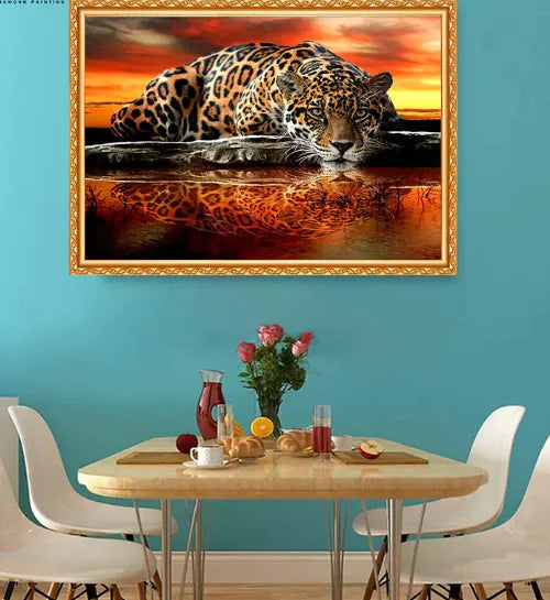 5D Sunset Tiger DIY Rhinestone Diamond Painting Kit