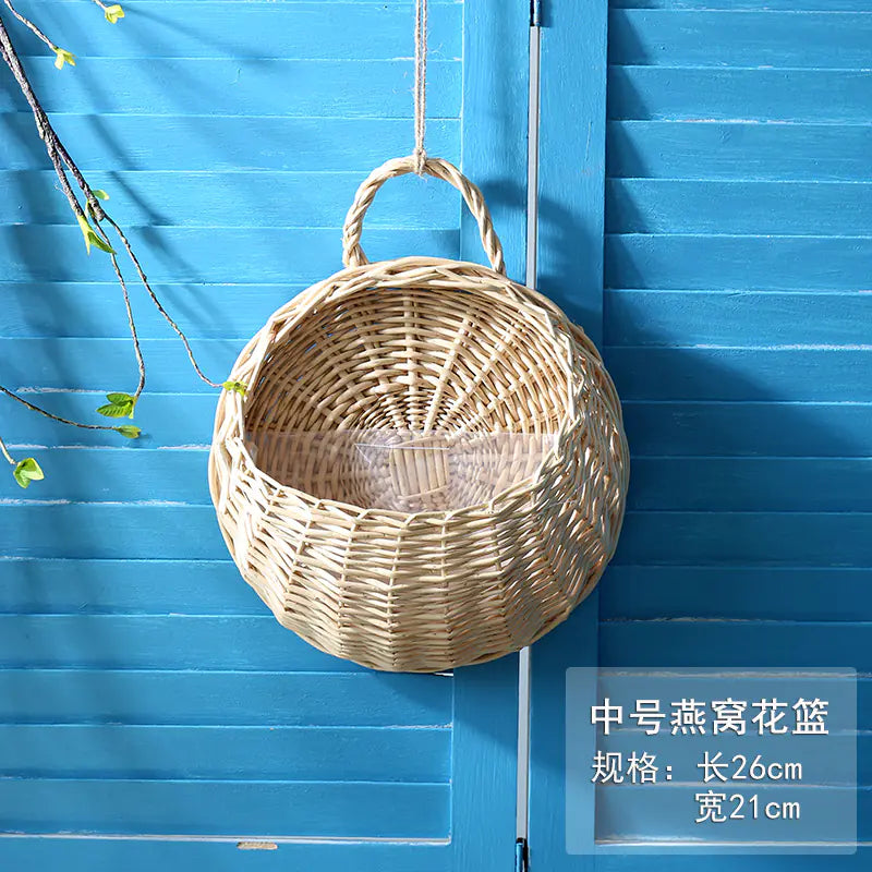 Woven Wall Hanging Basket for Flowers and Plants