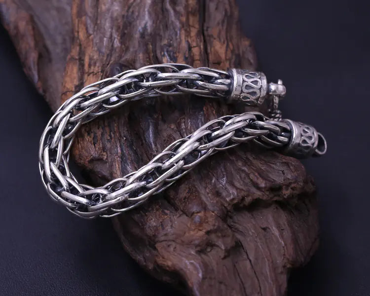 Vintage Thai Silver Men's Woven Hemp Bracelet