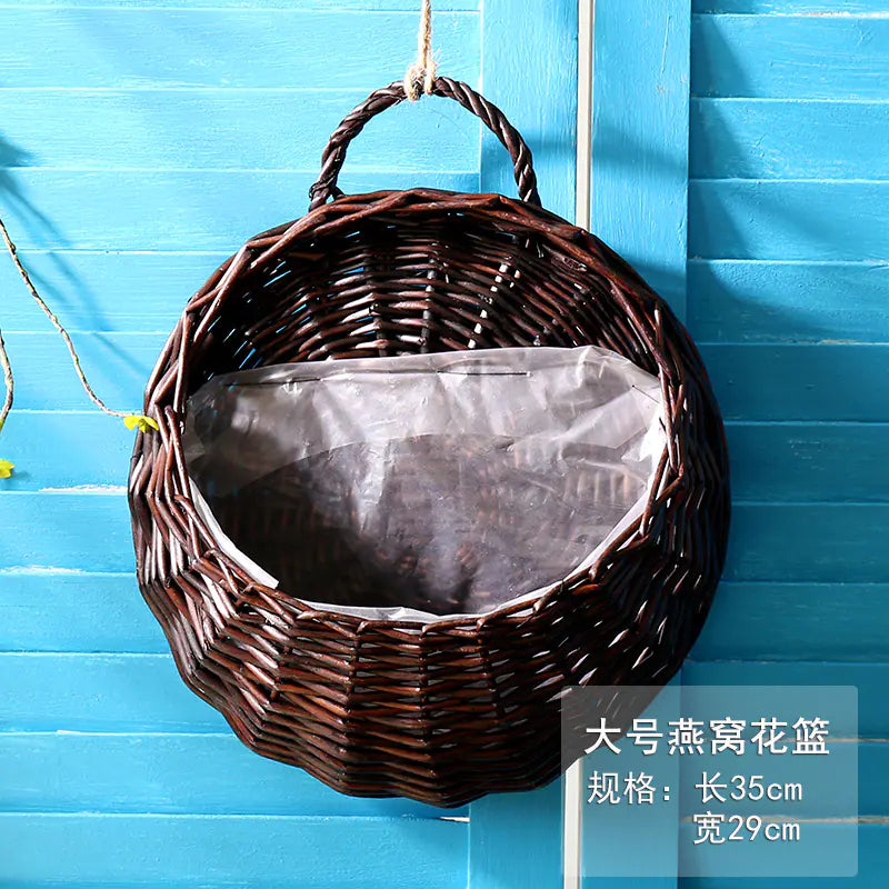 Woven Wall Hanging Basket for Flowers and Plants