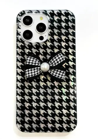 Lattice Bowknot Iron Ring Soft Phone Case for Apple