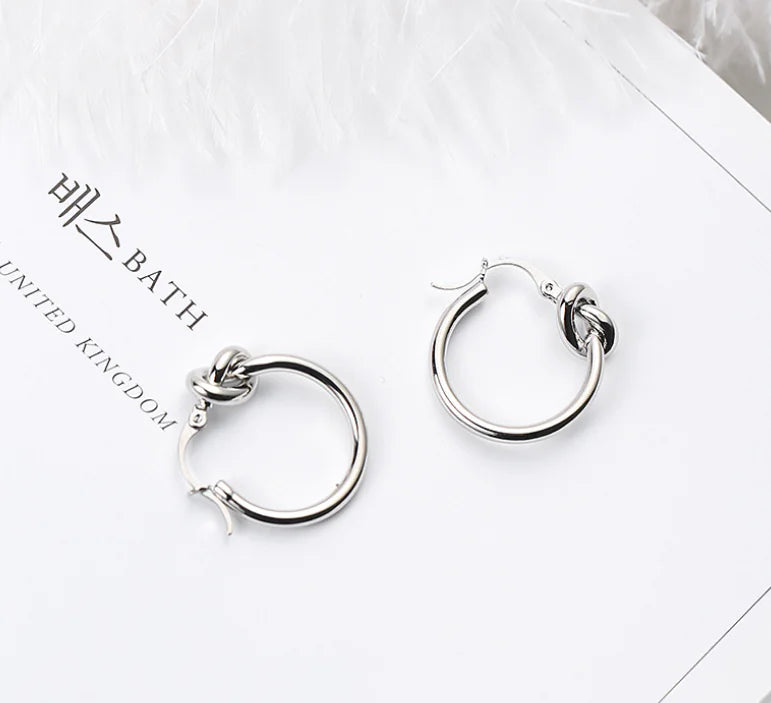 Knotted Circle Hoop Earrings - Stylish Ear Accessories