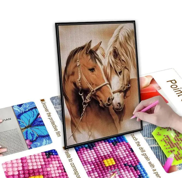 5D Couple Horse DIY Round Diamond Painting Kit