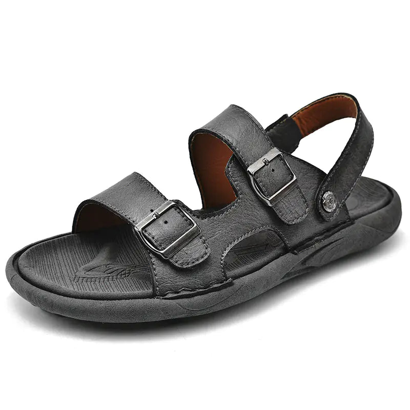 Double Breasted Breathable Leather Beach Sandals