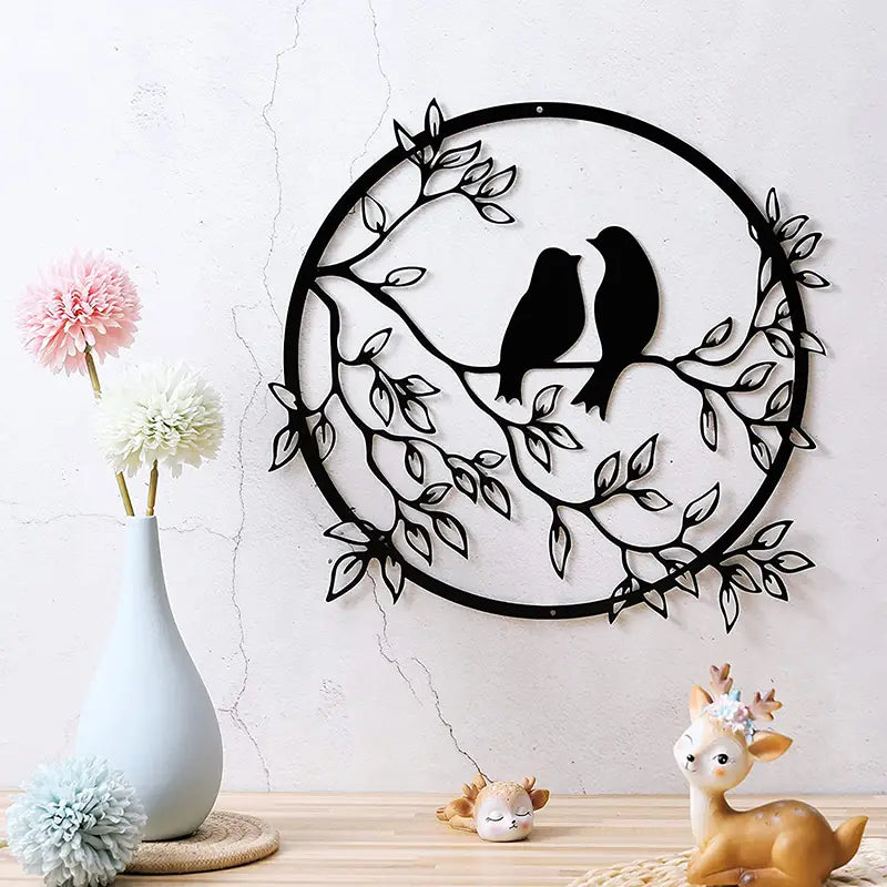 Metal Wall Art Decor - Bird on Tree Branch (1pc)