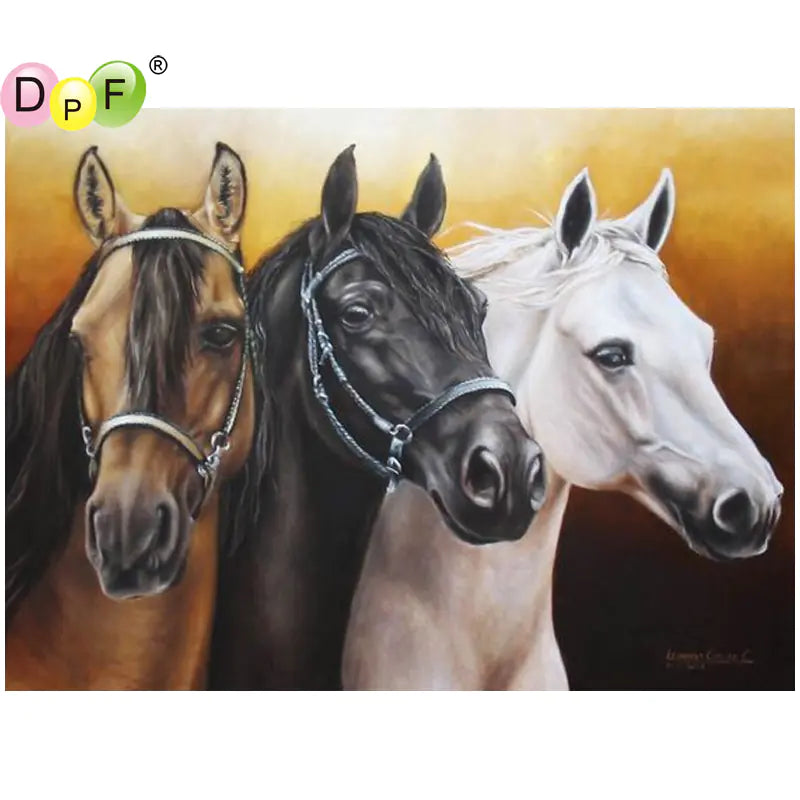 Diamond Painting of Three Horses - Cross Stitch