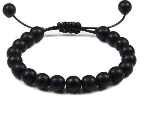 8mm Obsidian Agate Volcanic Rock Beaded Bracelet