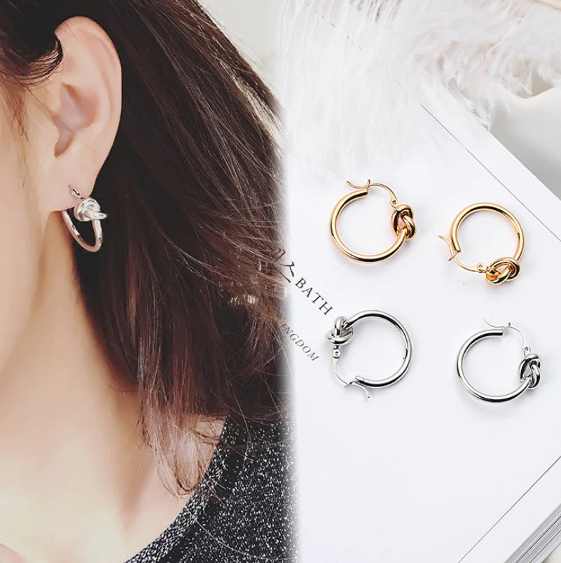 Knotted Circle Hoop Earrings - Stylish Ear Accessories