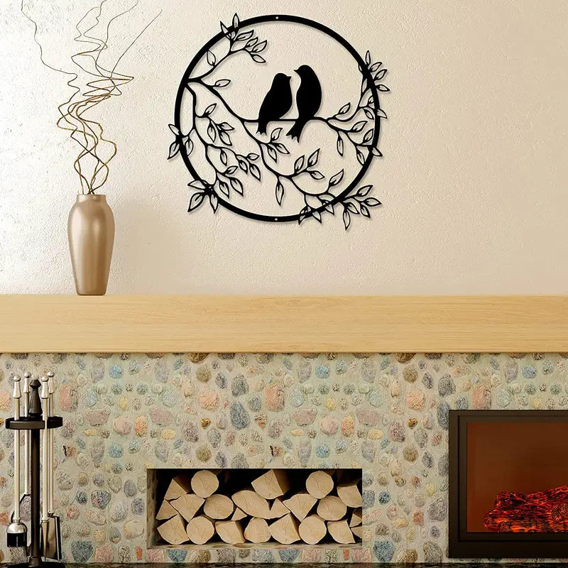 Metal Wall Art Decor - Bird on Tree Branch (1pc)