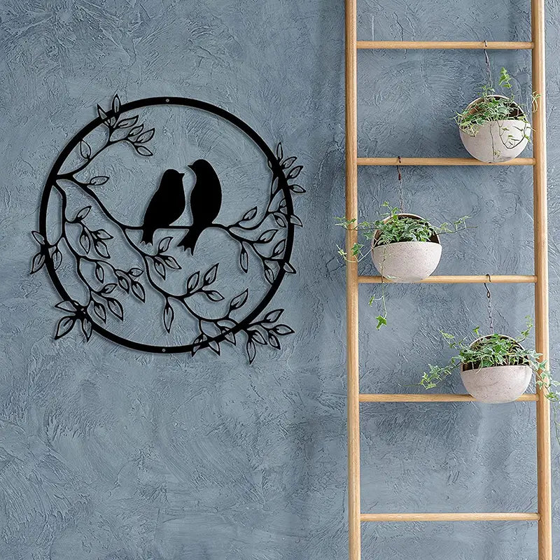 Metal Wall Art Decor - Bird on Tree Branch (1pc)