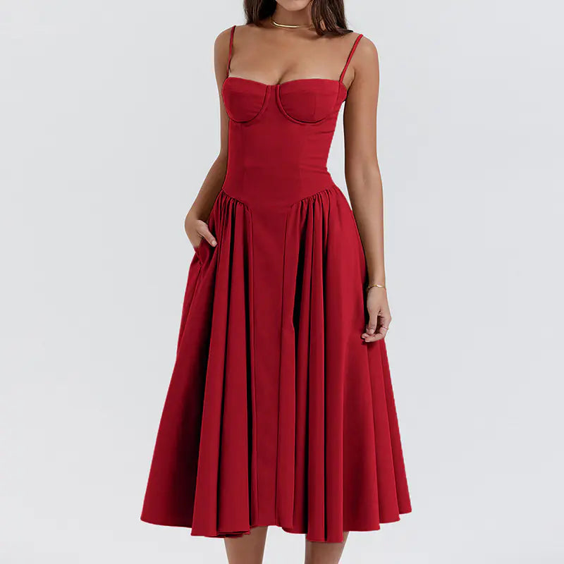 Summer Red Strapless Dress for Women - Stylish & Sexy