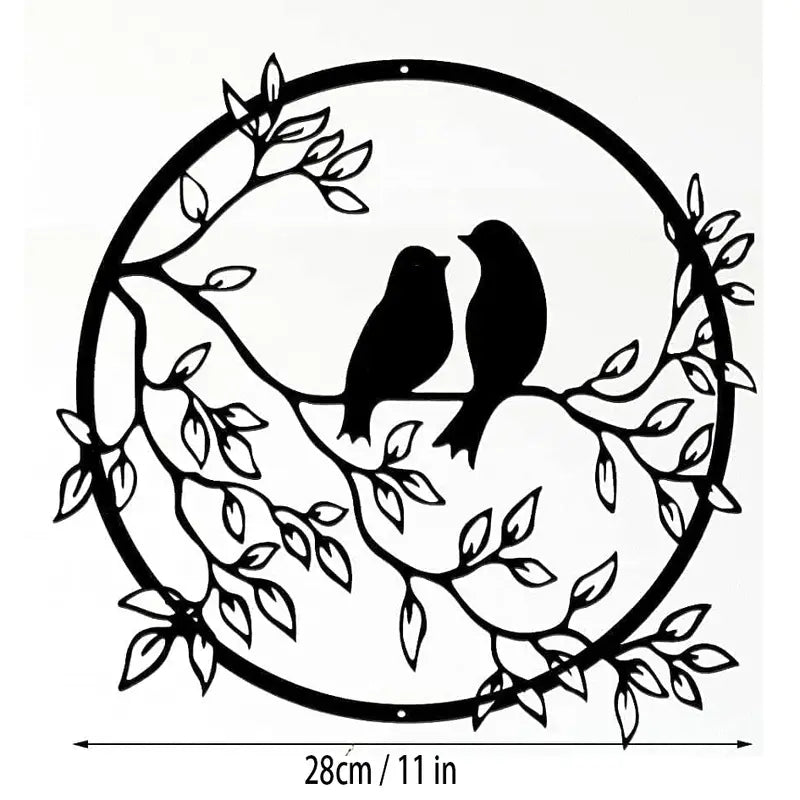 Metal Wall Art Decor - Bird on Tree Branch (1pc)